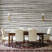 A contemplative geometric design wallpaper mural for a feature wall.