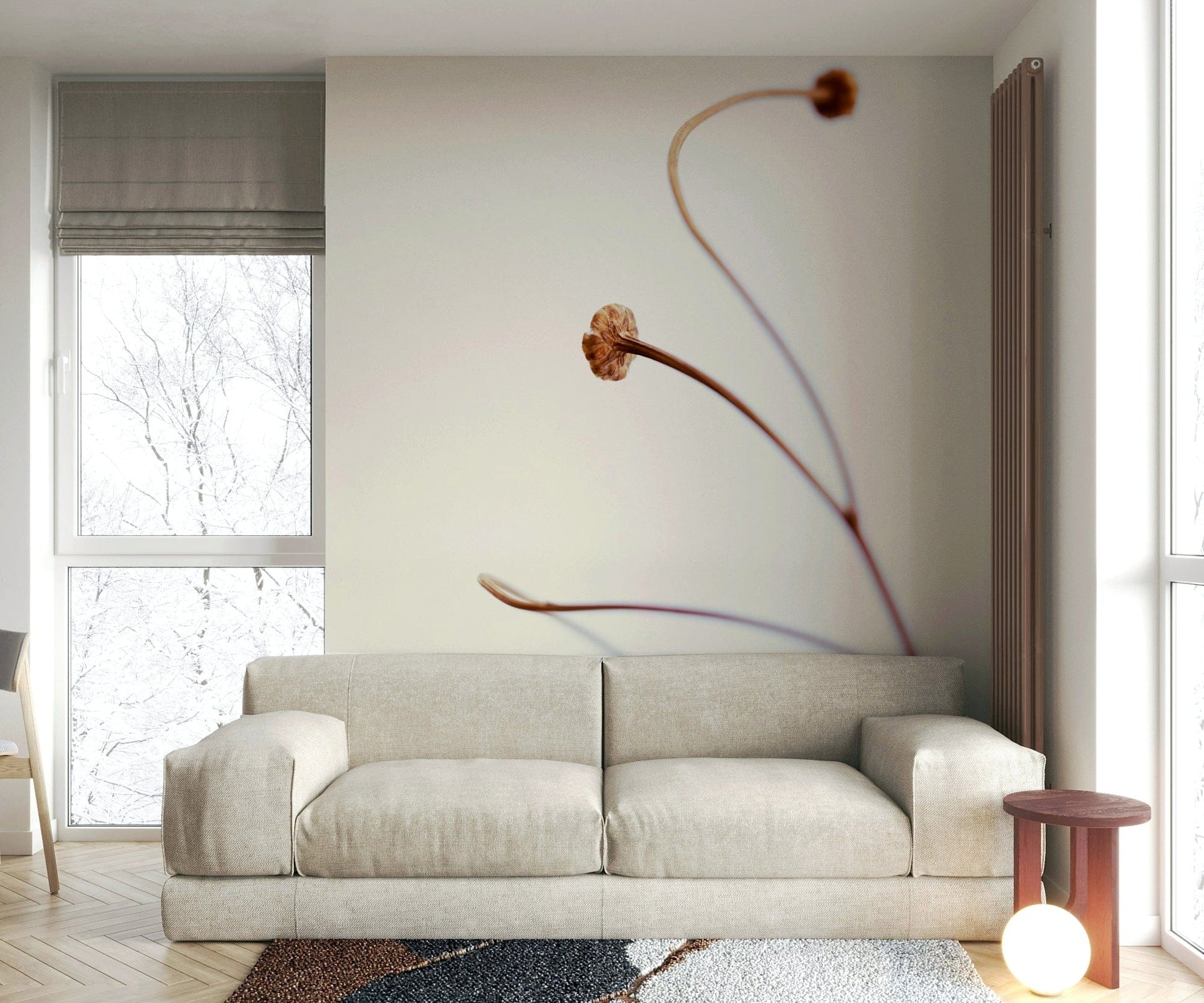 The wallpaper for walls being admired in a home.

