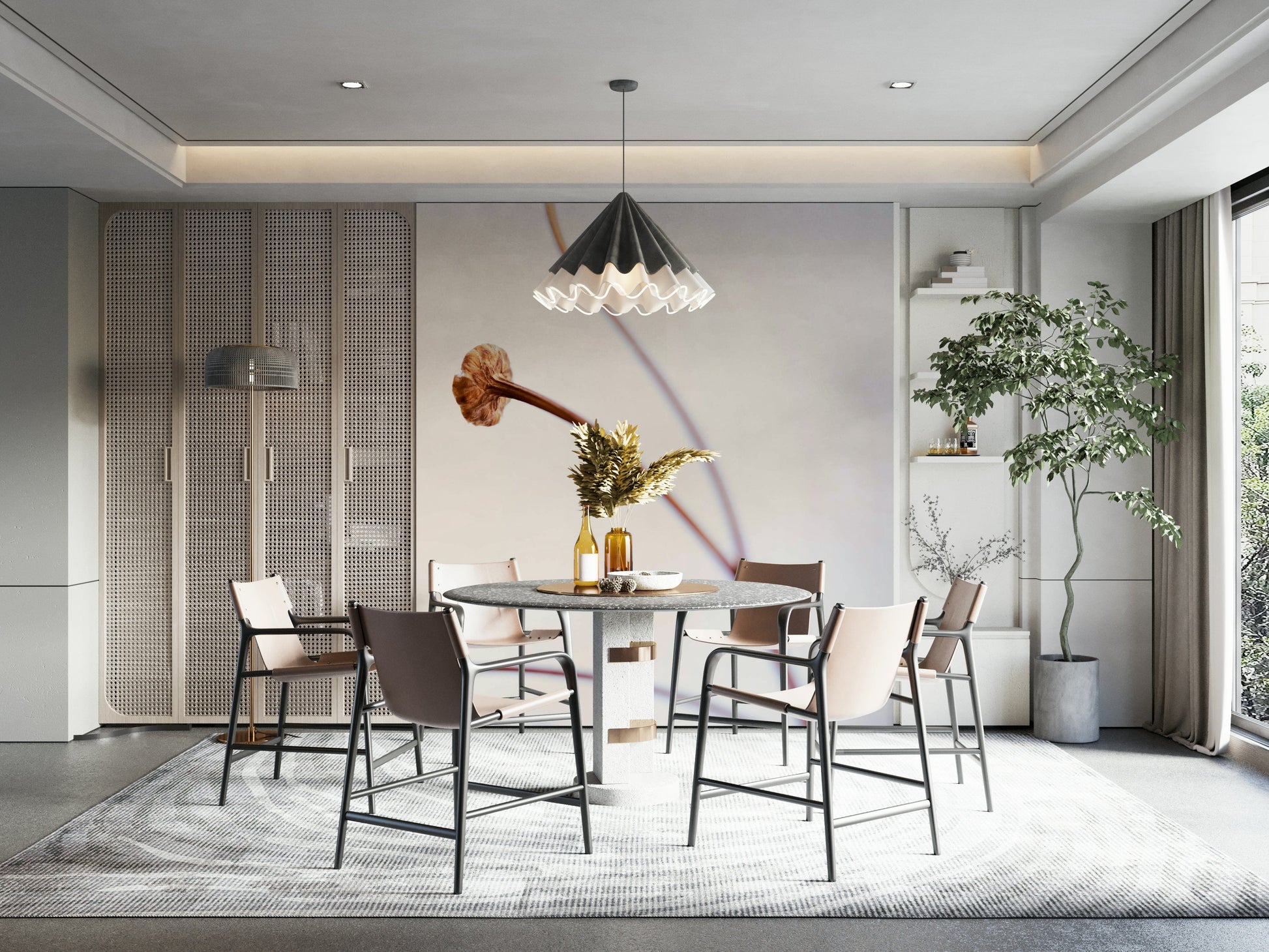 A detailed shot of the delicate stems and pods of the plant.

