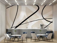 A calming abstract design wallpaper mural that defines a space.


