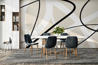 A graceful subtle pattern wall mural in cool, natural tones.

