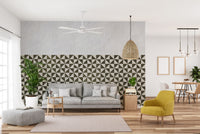 Abstract triangle grid wall covering for modern spaces
