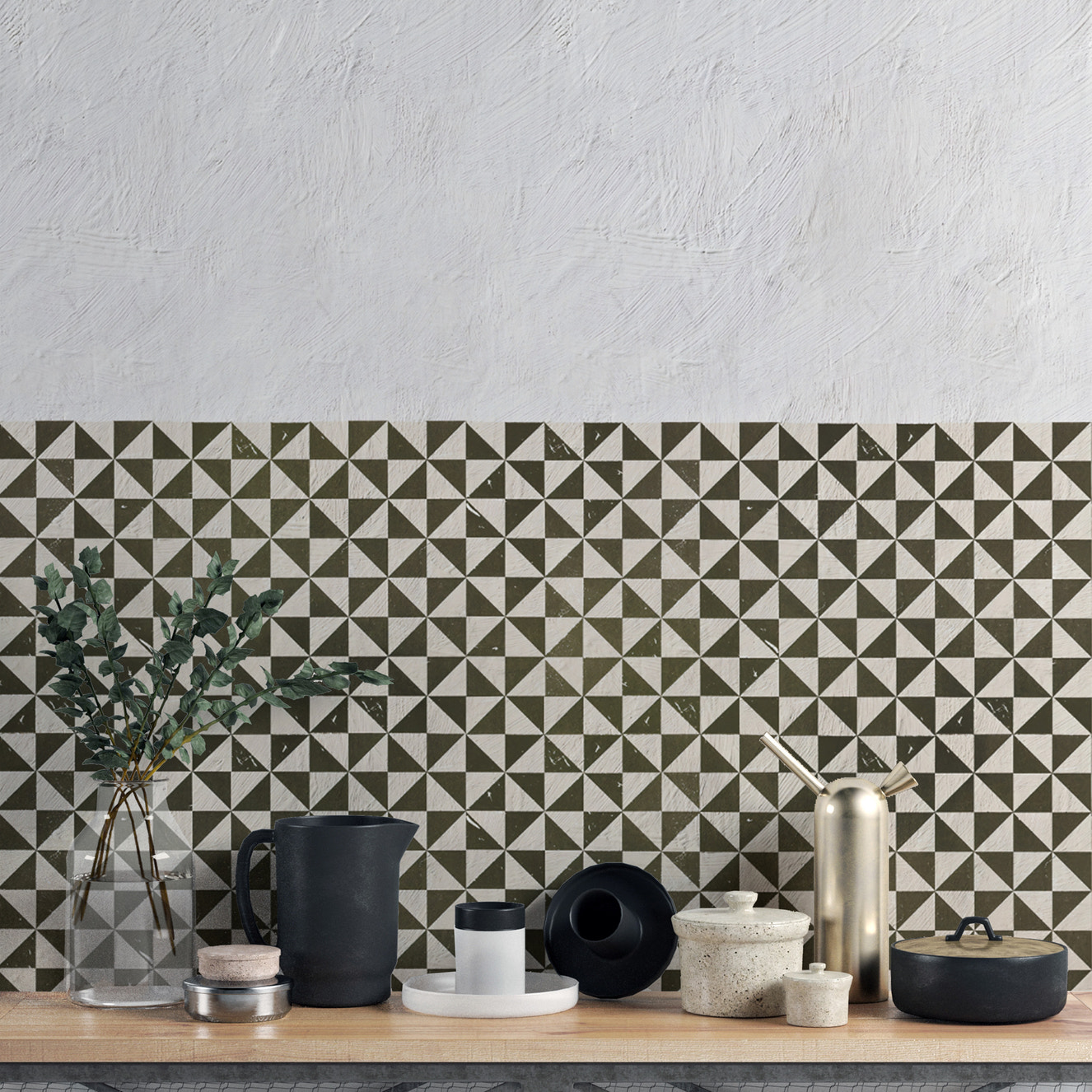 Minimalist geometric triangle wallpaper in black & white
