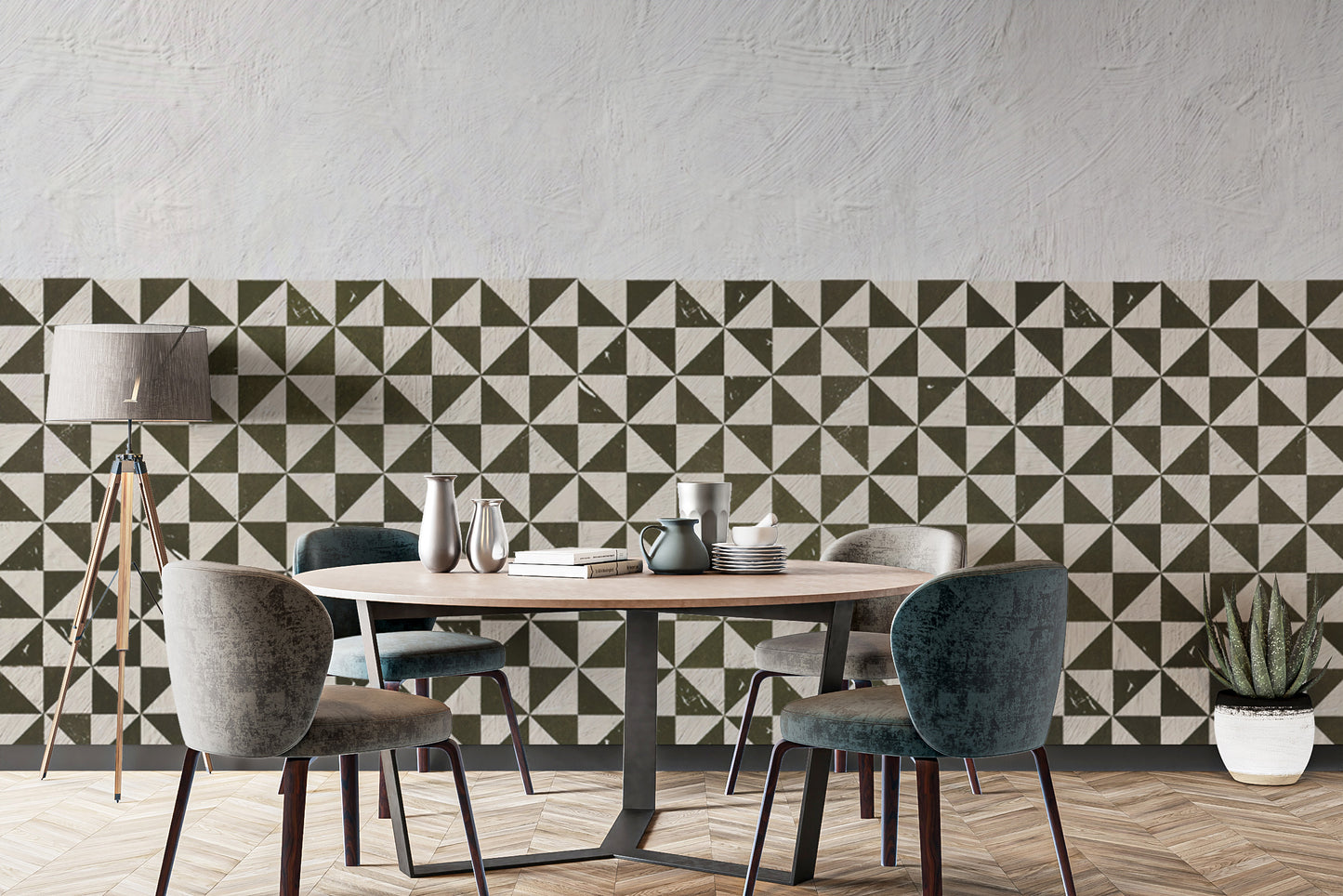 Mural de pared de triángulos geométricos minimalistas