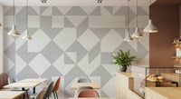 Linear diamonds and triangles forming a sleek contemporary pattern in this minimalist wallpaper.