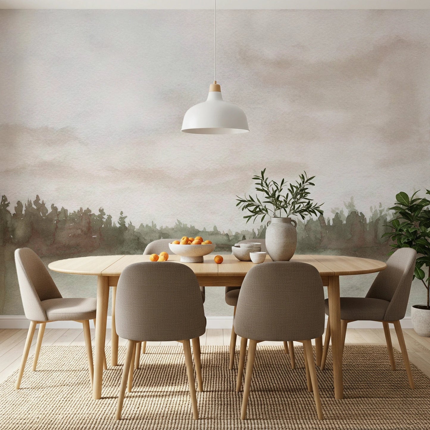 Minimalist Misty Trees Wall Mural