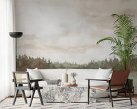Minimalist Misty Trees Wall Mural