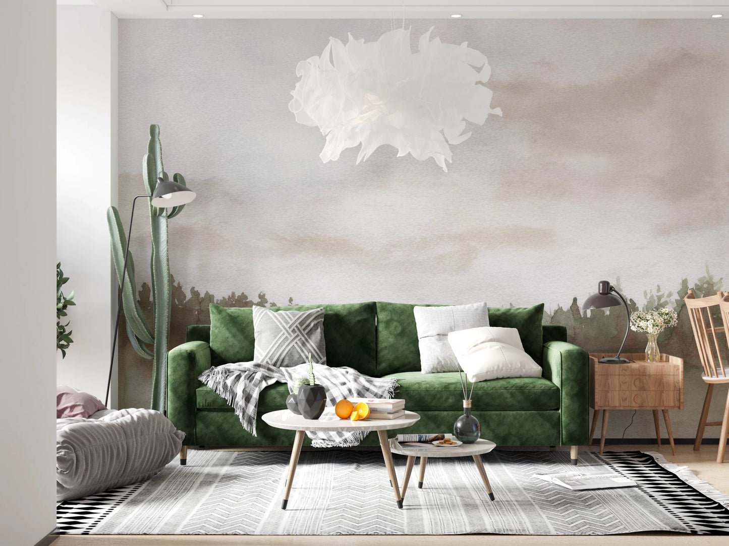 Minimalist Misty Trees Wall Mural