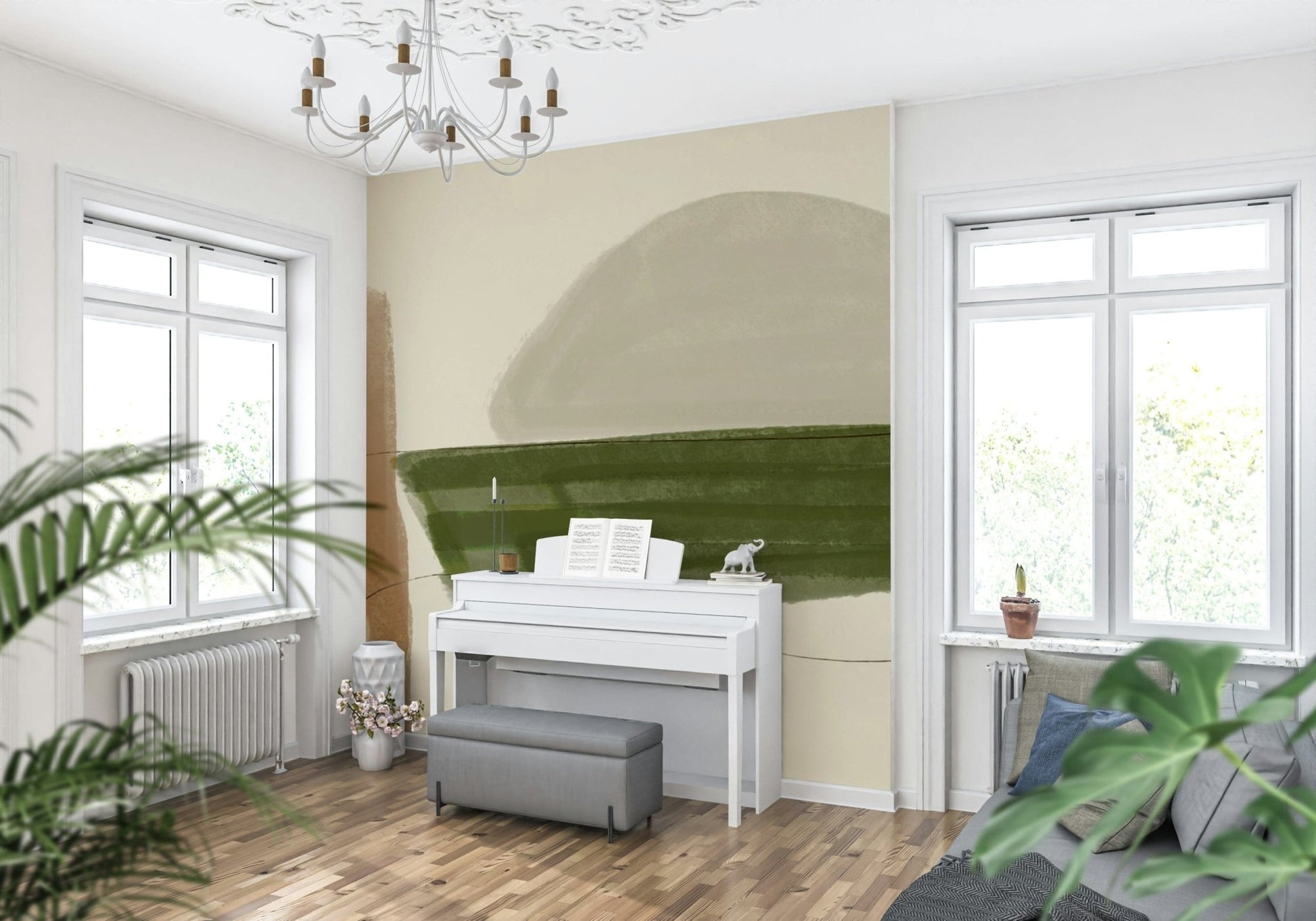 Stylish Minimalist Nature Tones earthy color block pattern print.