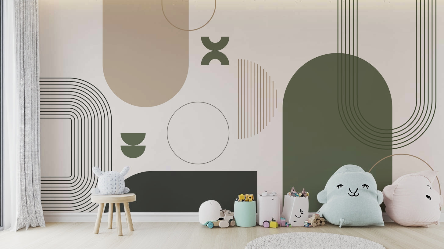 Subtle retro shapes on minimal wall background

