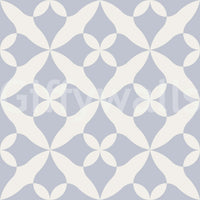 Soft blue clover pattern wallpaper for interiors.