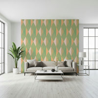 Pastel geometric wall mural updates office wall