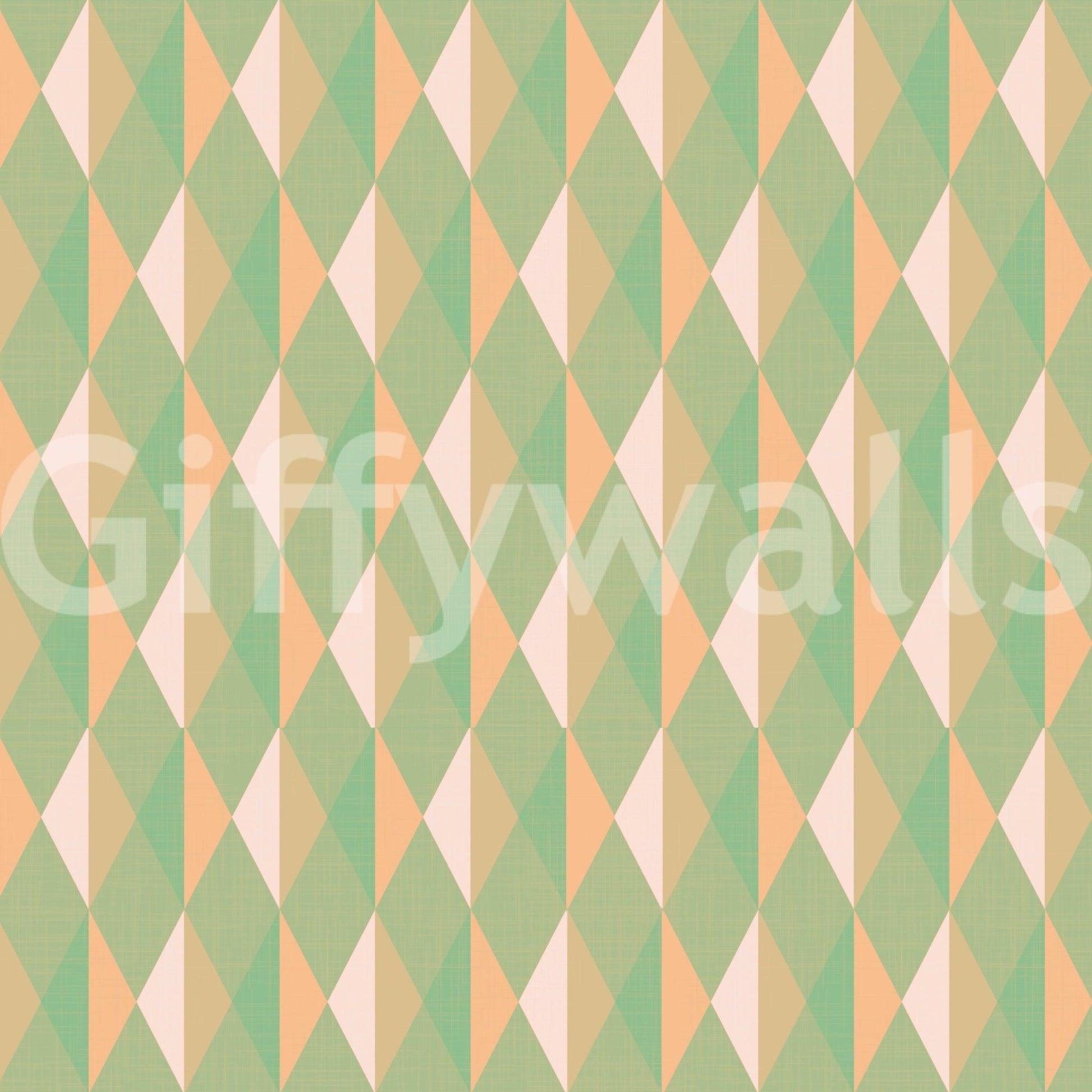 Mint peach triangle wall mural seamless pattern