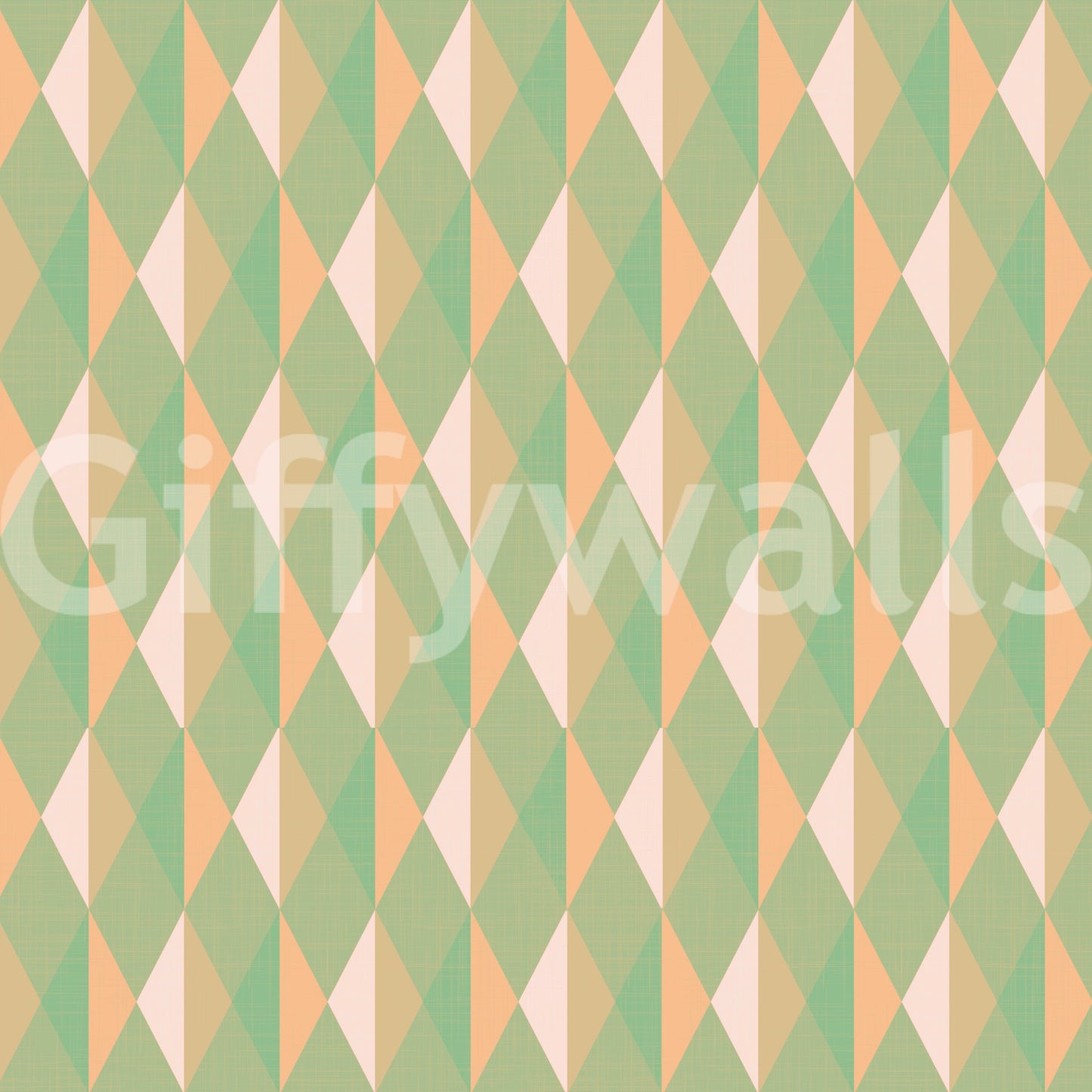 Symmetrical tile effect Mint & Peach Triangles green pattern.