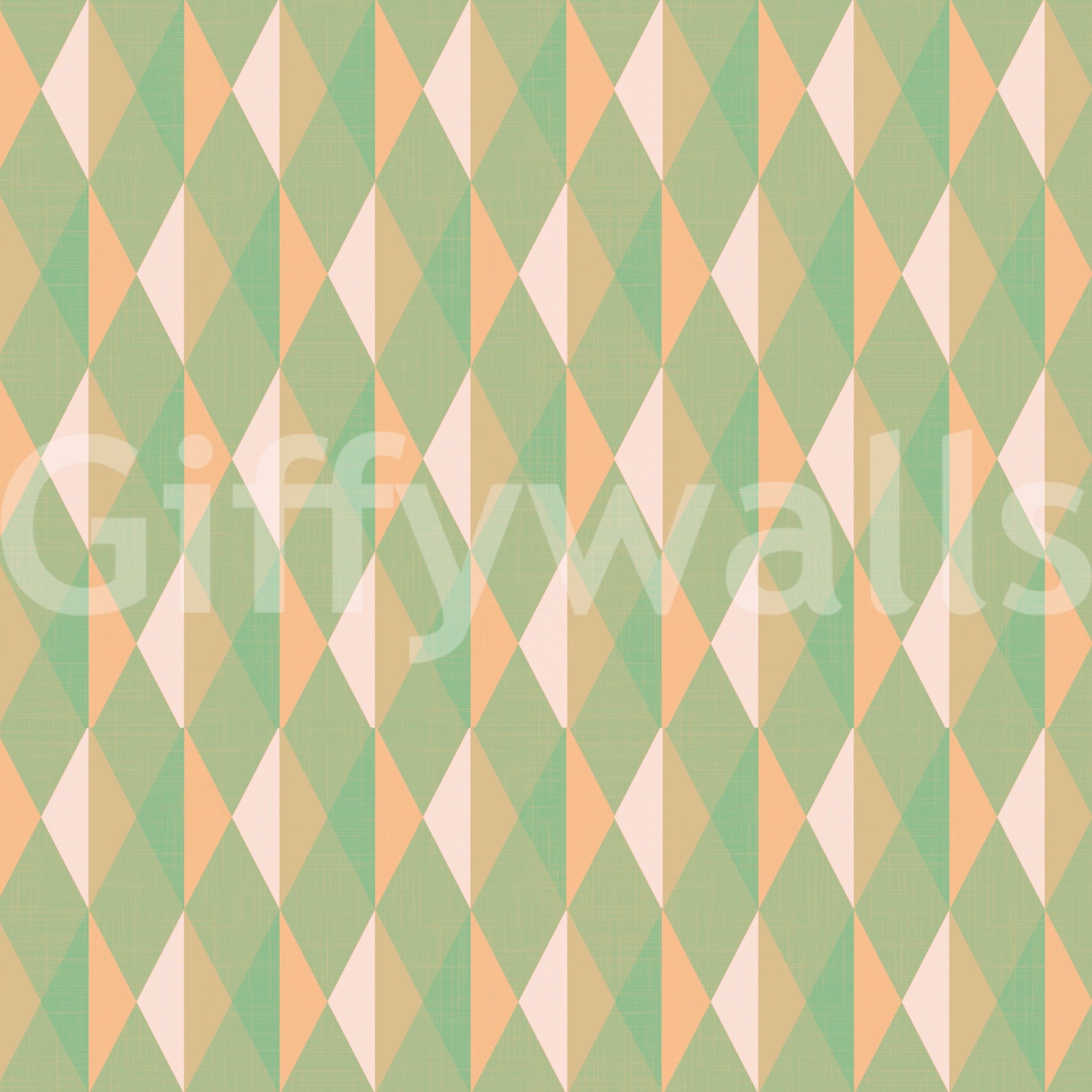Symmetrical tile effect Mint & Peach Triangles green pattern.