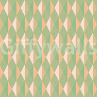 Mint & Peach Triangles pastel geometric pattern surface.