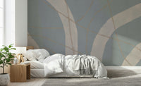 An artistic minimalist form mural for home decor.