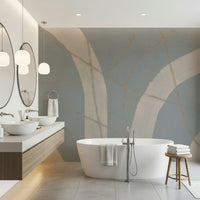 A graceful subtle pattern wall mural in cool, tranquil tones.