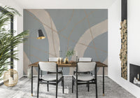 An artistic soft focus mural on minimalist wallpaper.