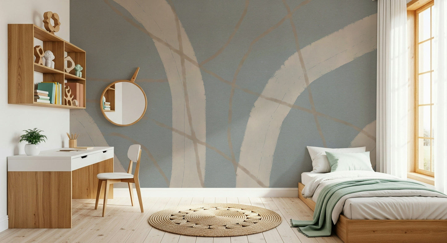 A beautiful abstract stroke wallpaper mural with subtle, gentle lines.