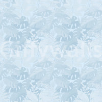 Soft botanical wallpaper with blue monstera leaf texture