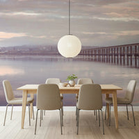 Misty Bridge mural wallpaper architectural beauty foggy horizon
