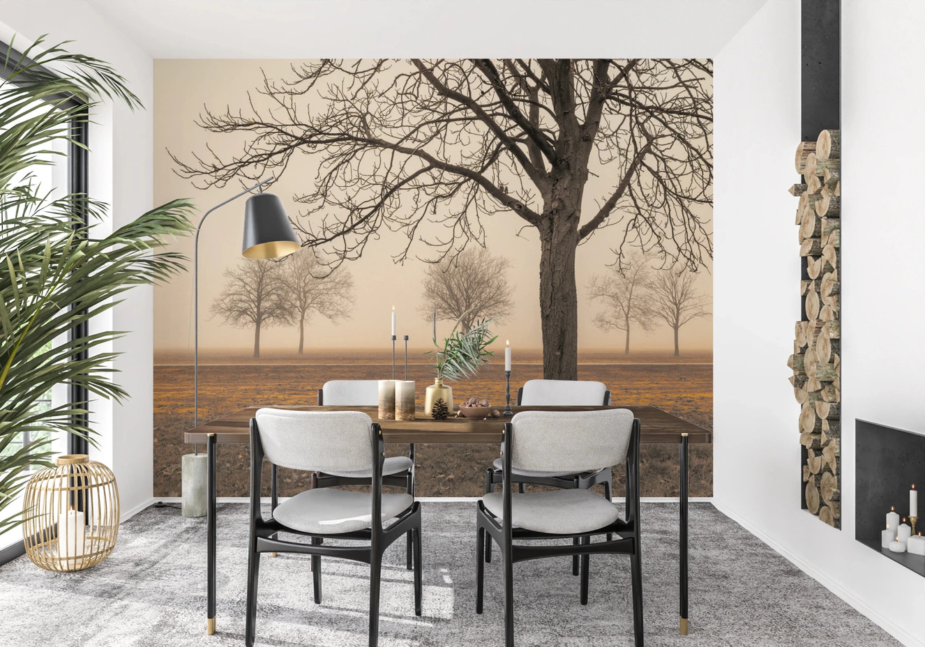 Misty Countryside Wall Mural