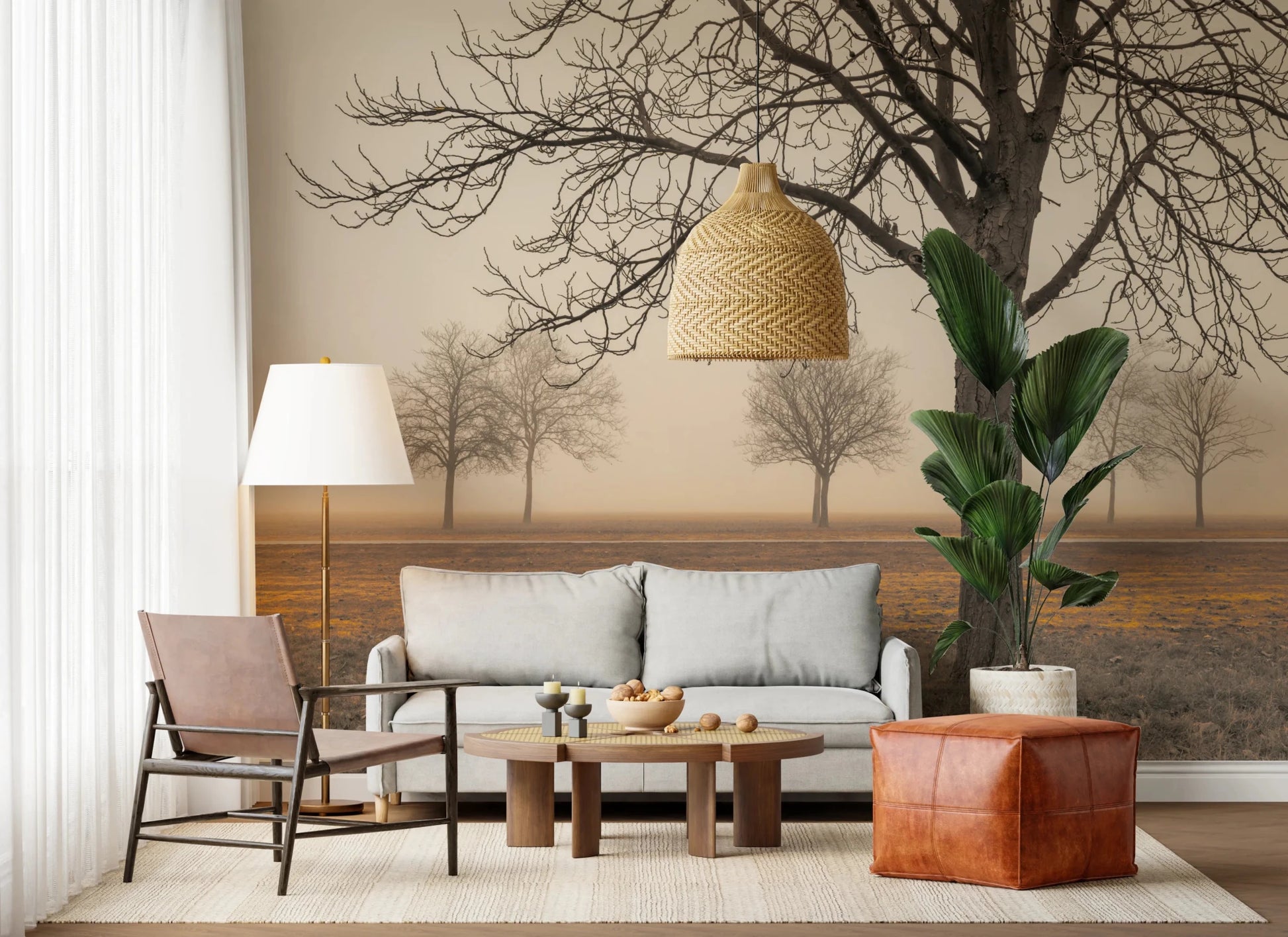 Misty Countryside Wall Mural