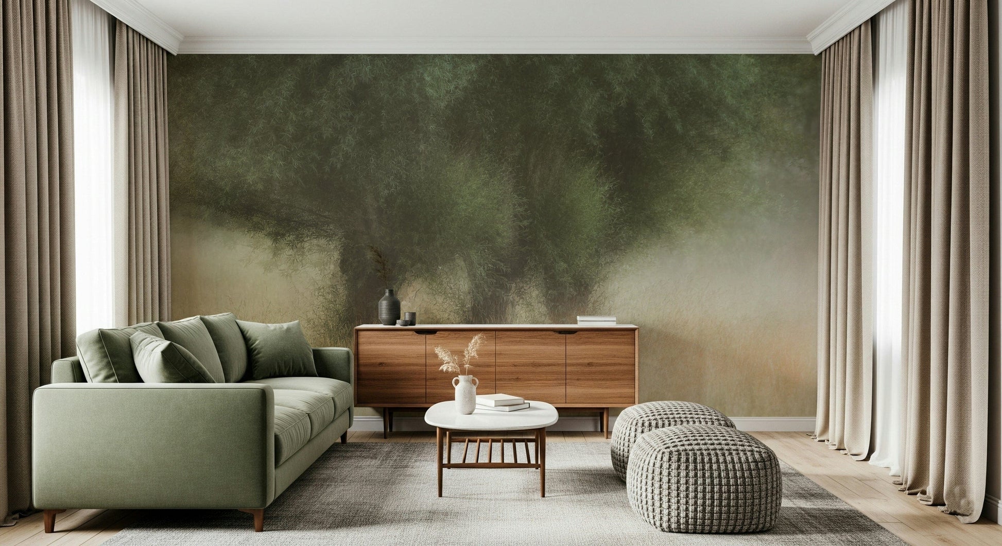 An artistic nature inspired mural for home decor.