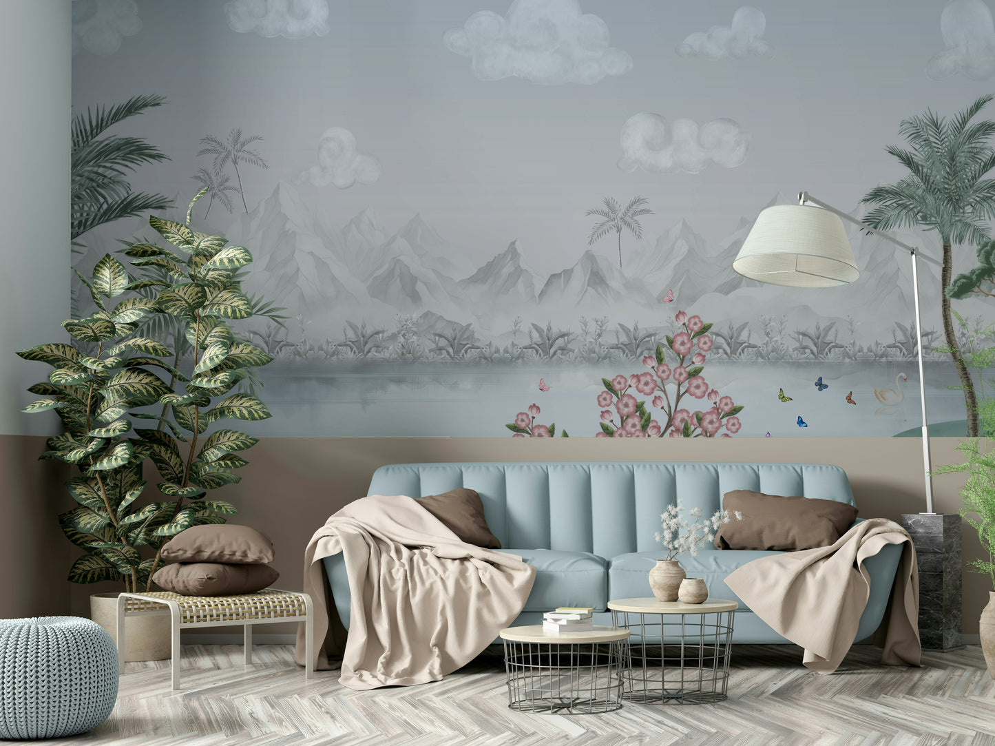 Misty Mountain Lake Escape Wall Mural