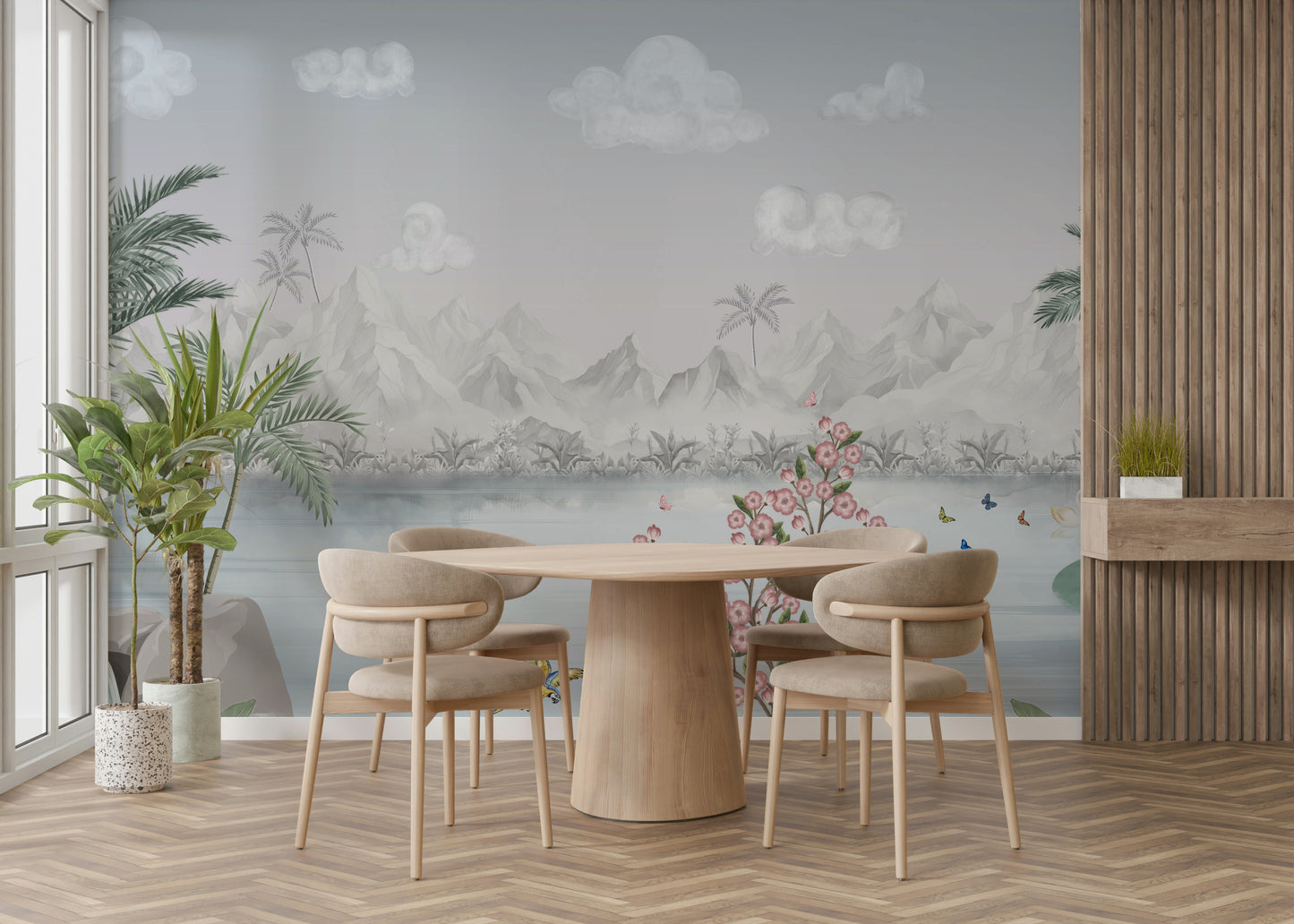 Misty Mountain Lake Escape Wall Mural