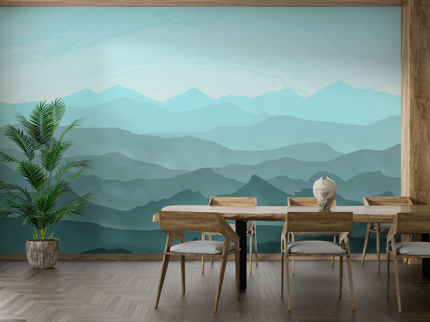 Misty Mountain Layers Wallpaper – Mountain-Themed Interior