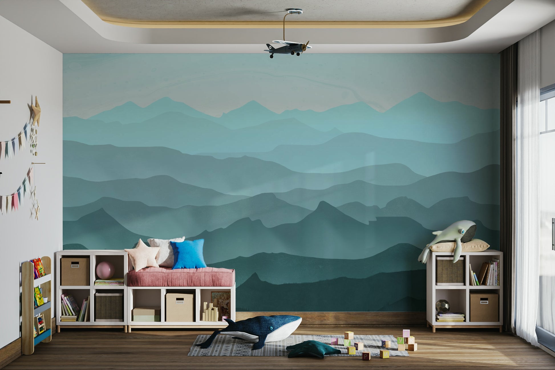 Misty Mountain Layers Wallpaper – Calming Bedroom Accent