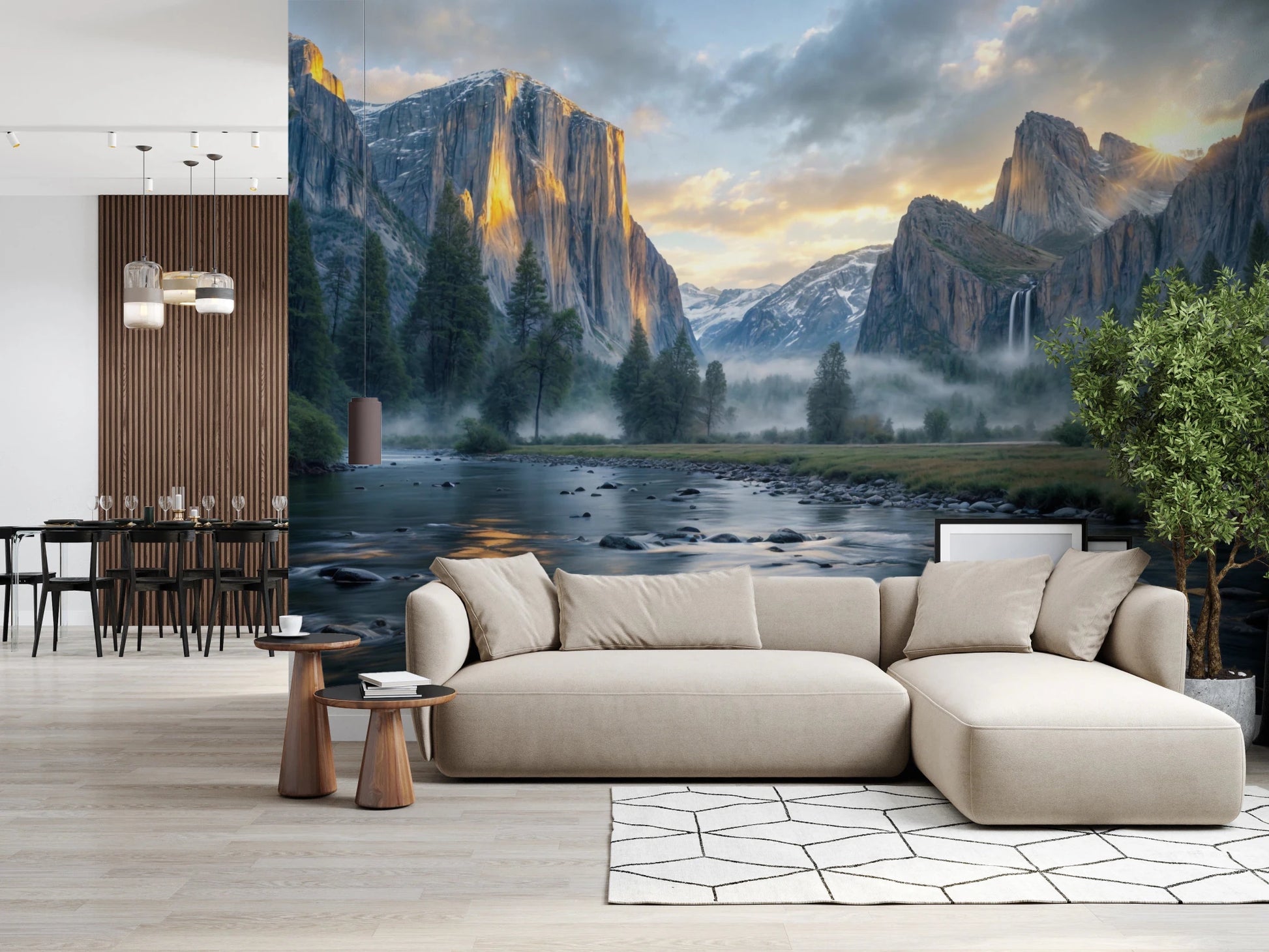 Misty Peaks Panorama Wall Mural