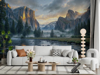 Misty Peaks Panorama Wall Mural