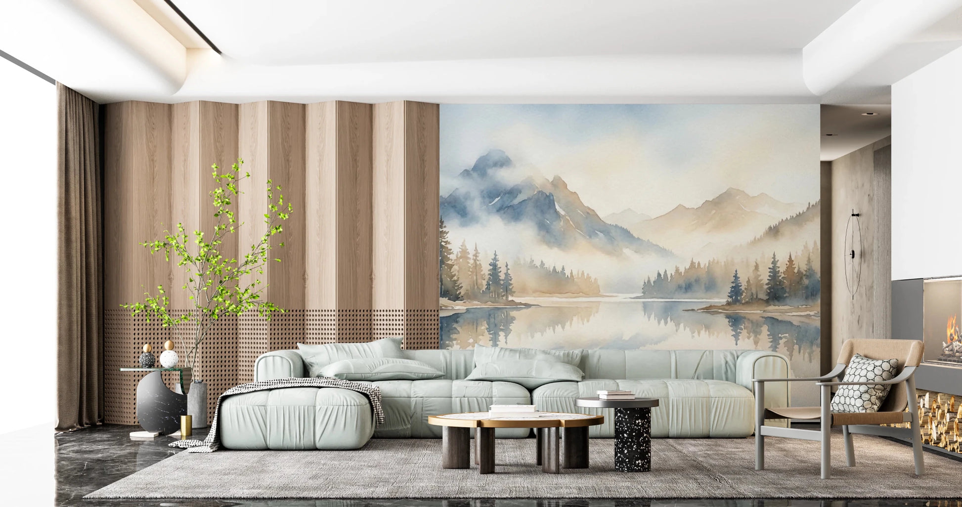 Misty Peaks Wall Mural