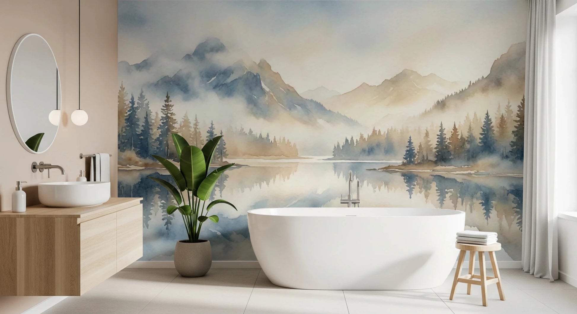 Misty Peaks Wall Mural
