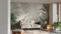 Serene nature-inspired wall mural with misty effect
