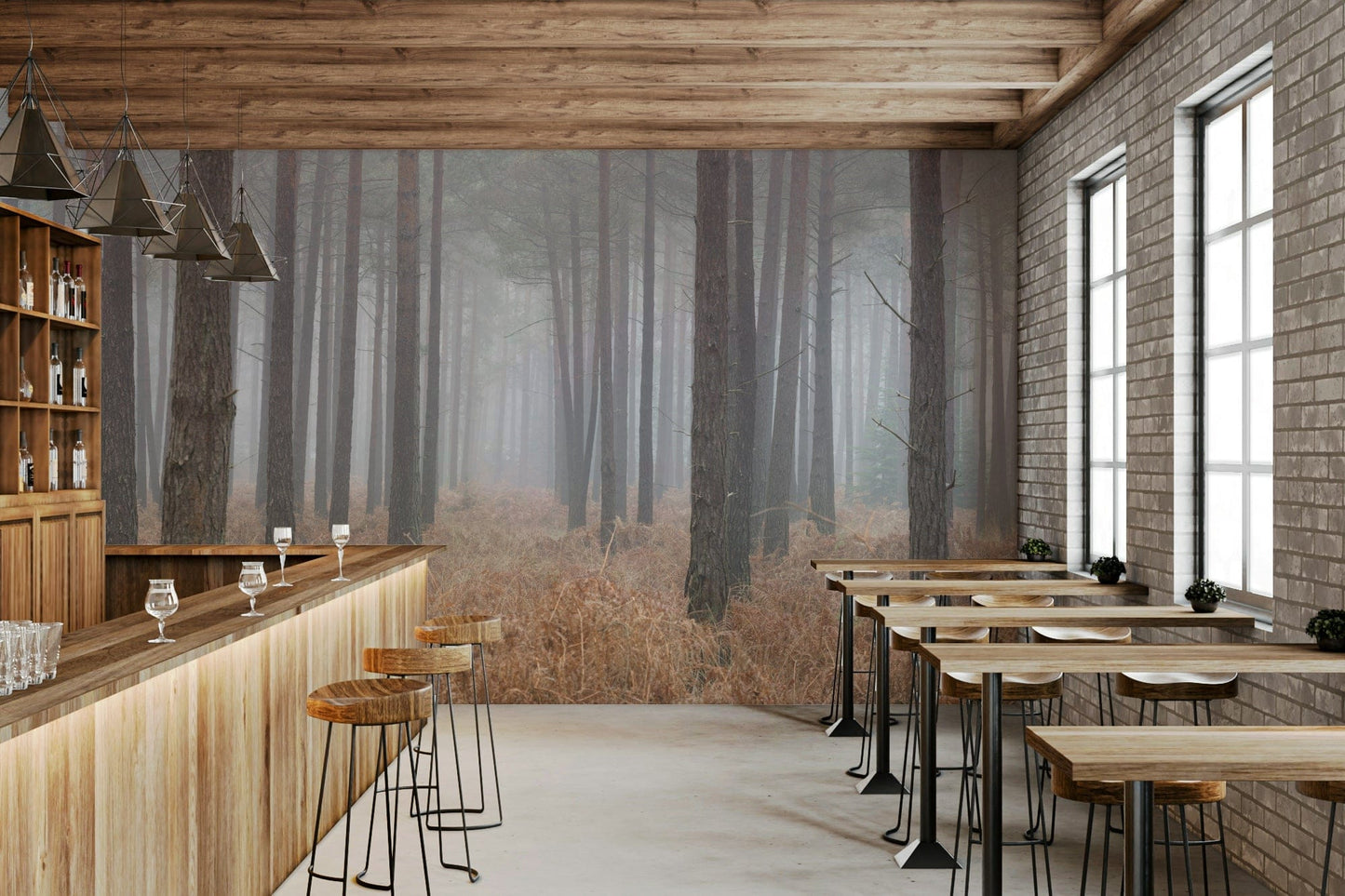 Misty Woodland Escape Wall Mural