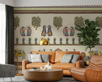 Decorative Mithila art mural suitable for living spaces