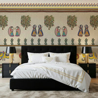 Indian folk art inspired Mithila wall mural design