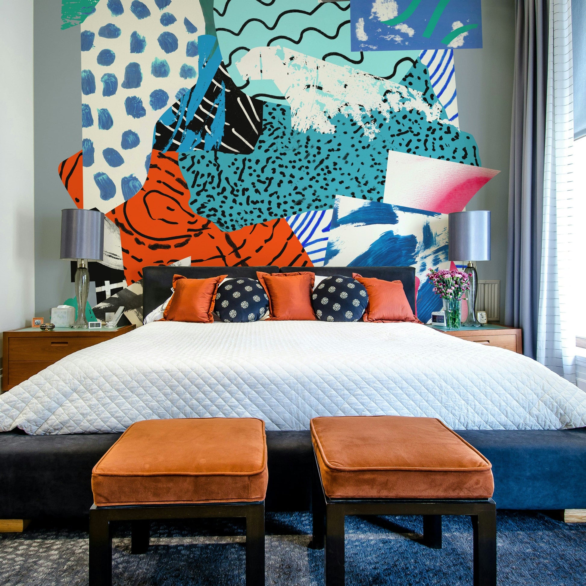 A classic blue theme wallpaper for walls.

