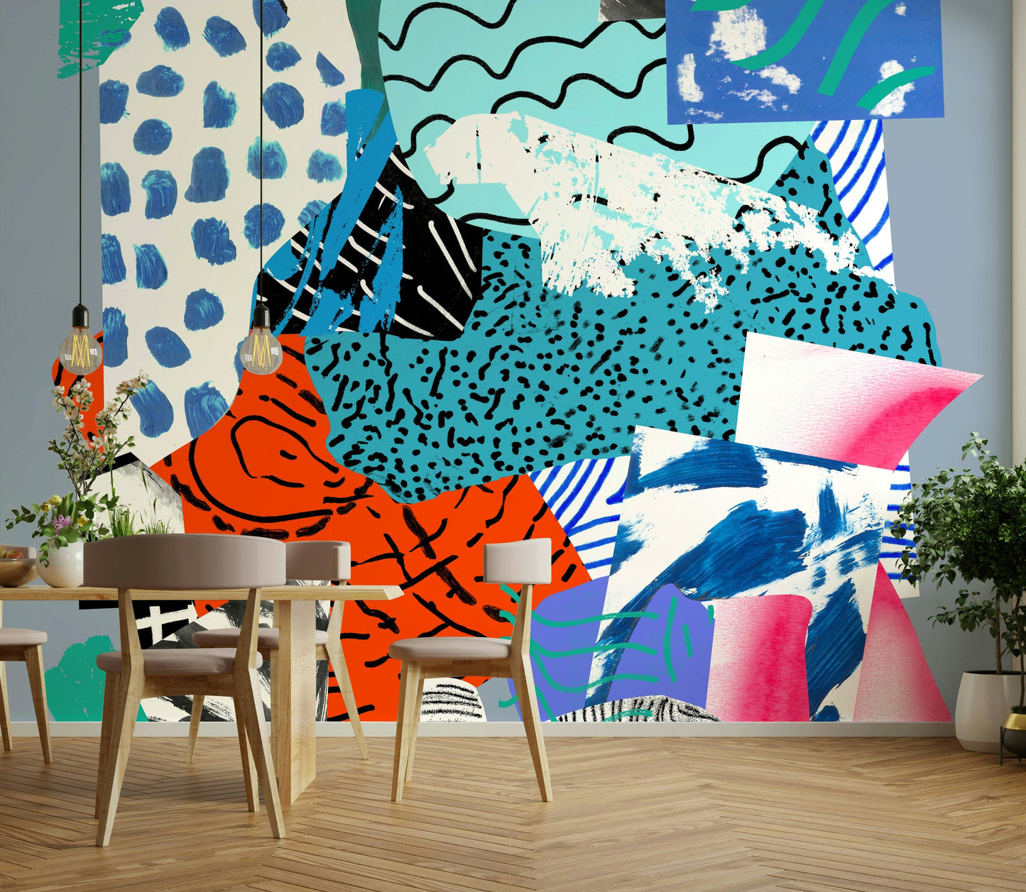 A contemplative subtle blue wallpaper mural for a feature wall.

