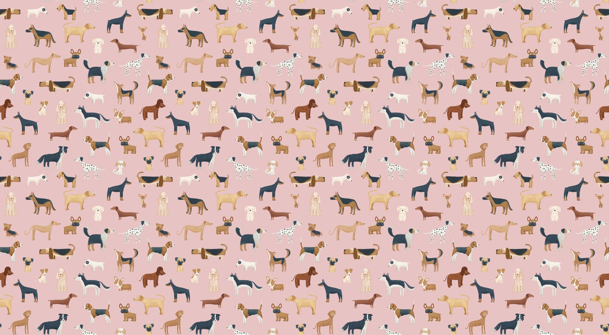 Hounds in Hues Pink Dog Wallpaper