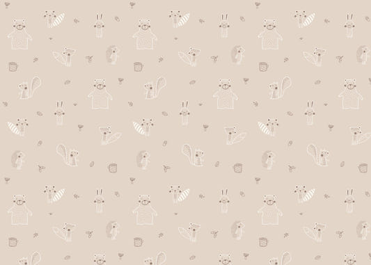 Fond d'écran des amis de la forêt pour bébé beige