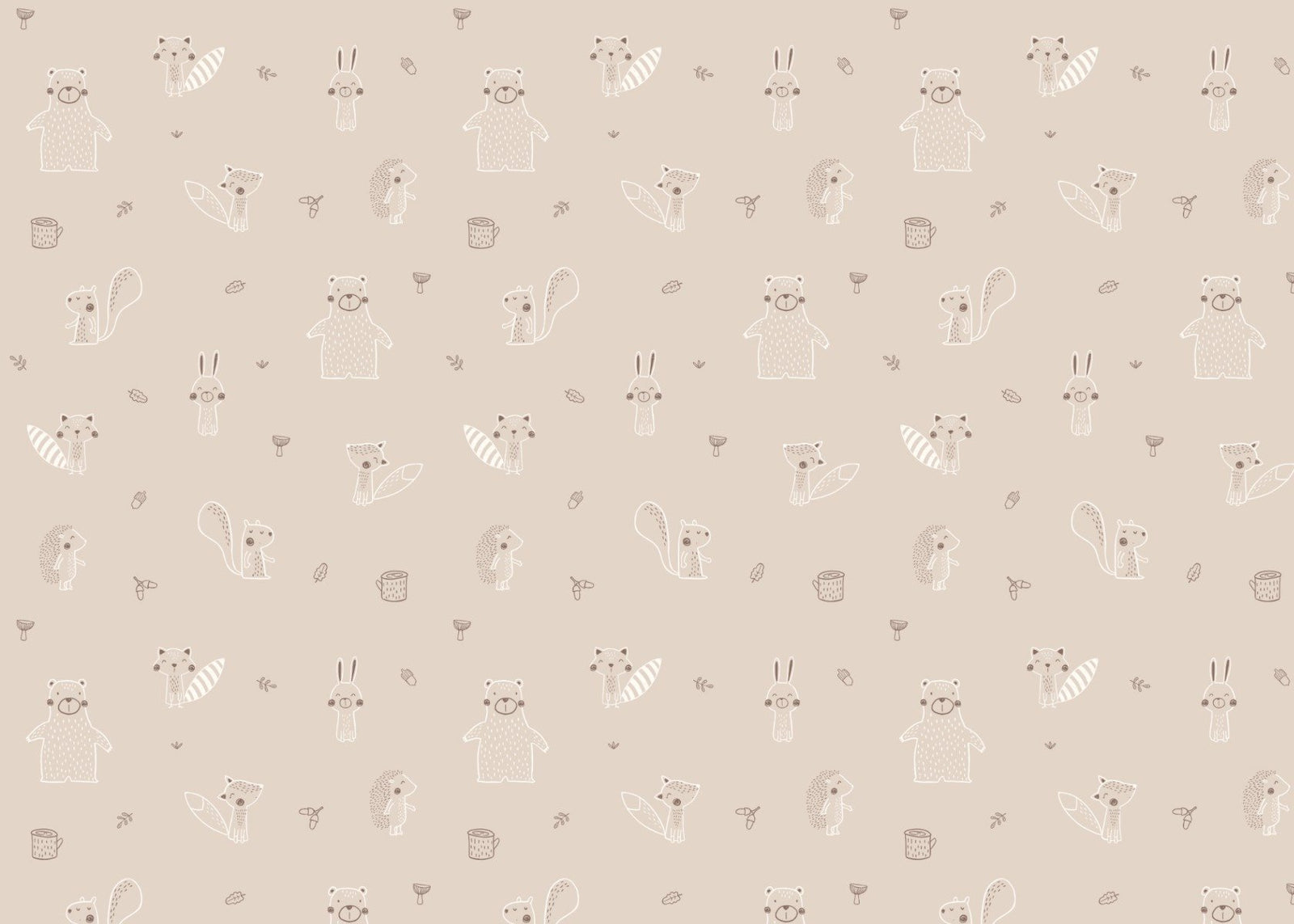 Beige Baby Forest Friends tapet