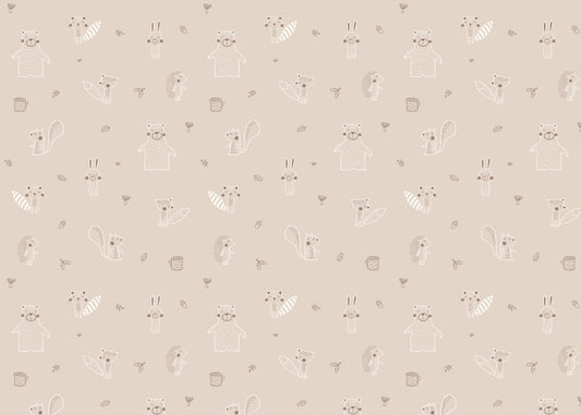 Beige Baby Forest Friends Wallpaper