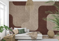 Flowing brown shapes decorate this modern wallpaper.