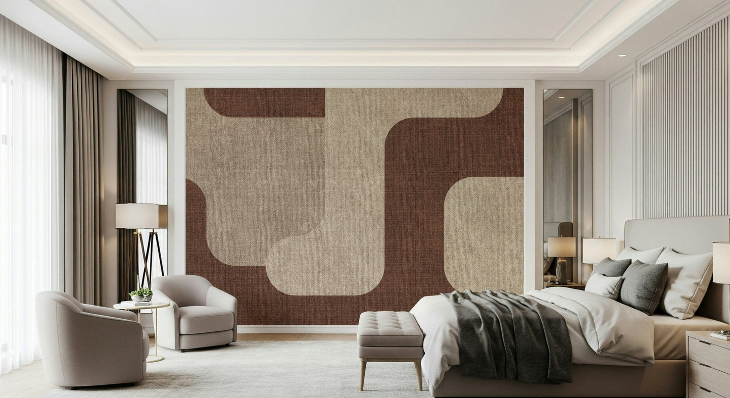 Brown curved patterns feature on this chic wallpaper.