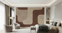 Brown curved patterns feature on this chic wallpaper.